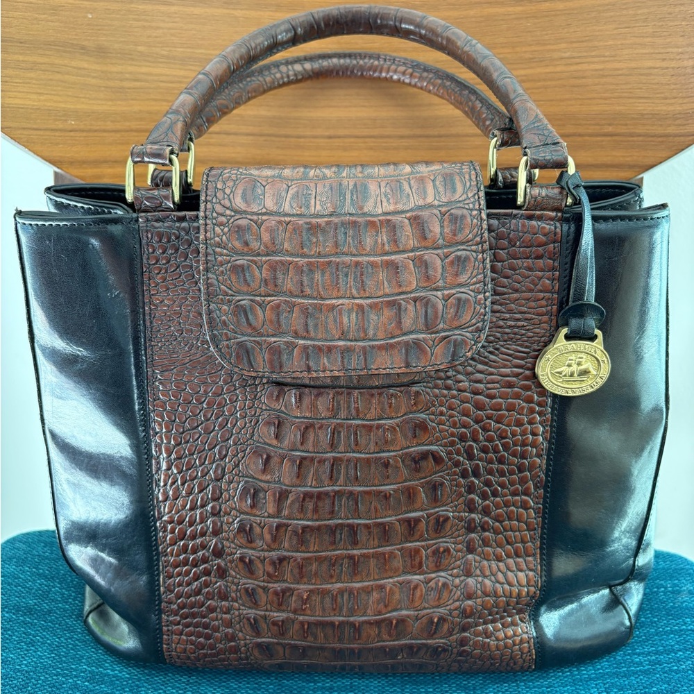 Brahmin Leather Eugenia Bag Classic Gorgeous crocodile EXCELLENT COND